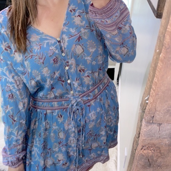 Veronica Beard blue tiani floral drawstring dress in cornflower size 8 - Picture 7 of 14